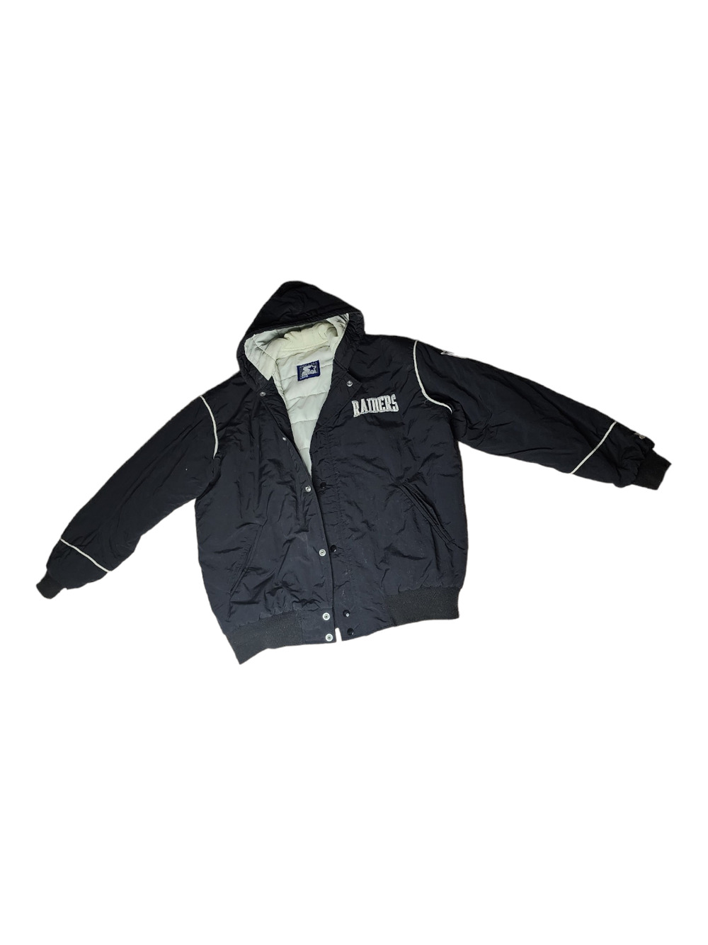 Vintage Oakland Raiders Starter Button-Up with Hood Jacket Adult Large